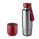 Garrafa em Inox Parede Dupla 500ml Com Copo e Porta Objetos - Vermelho