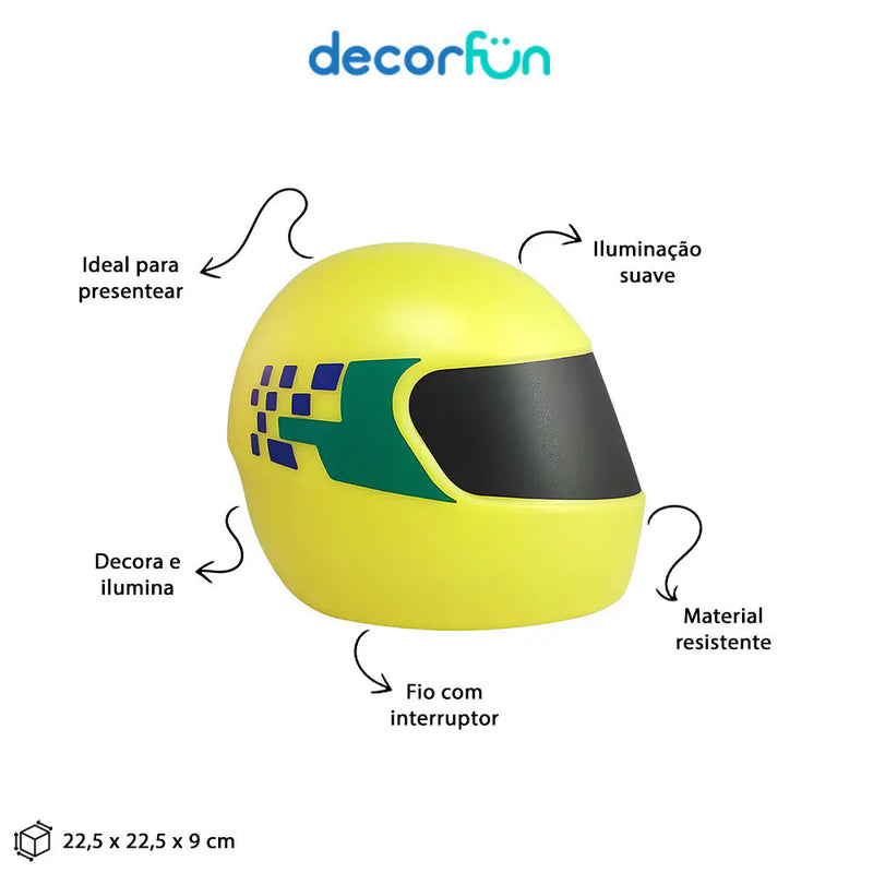 Luminária de Mesa 3D Capacete Amarelo Senna Bivolt