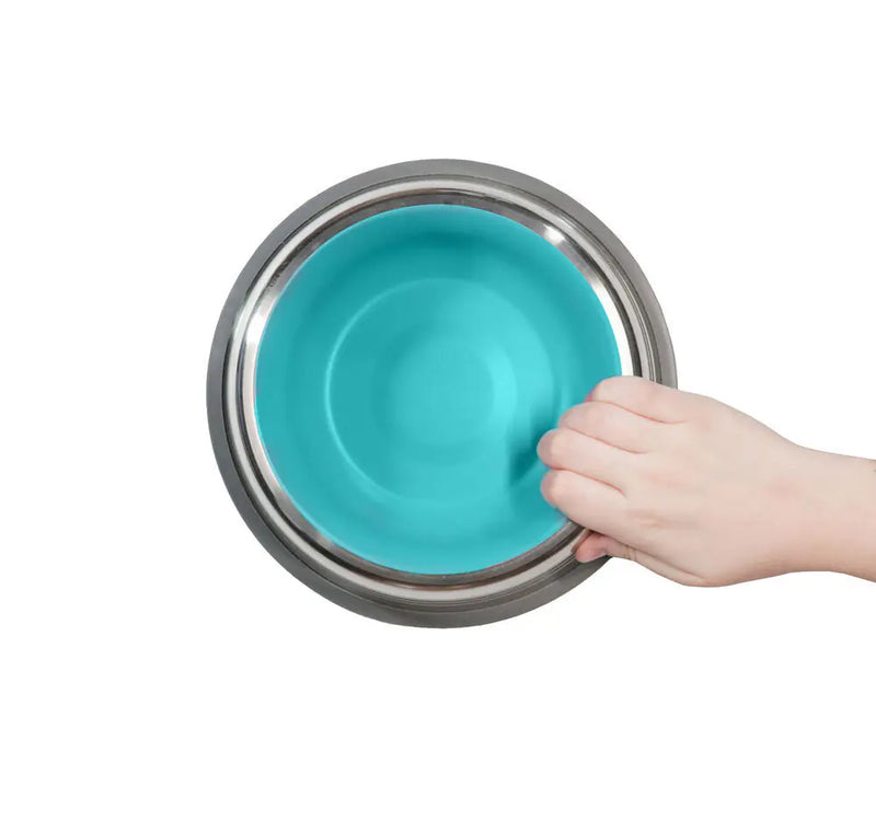 Kit 2 Comedouros Inox Premium 850ml - Resistente, Antiderrapante e Fácil de Limpar - Azul -  GermanHart