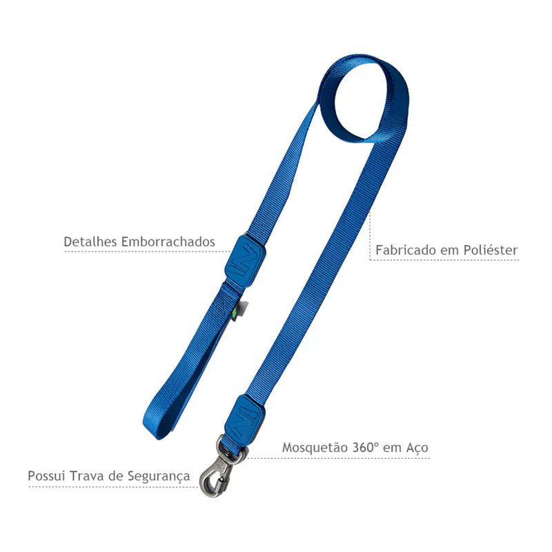 Peitoral em X e Guia para Cães - Raios e Listras Azul - G
