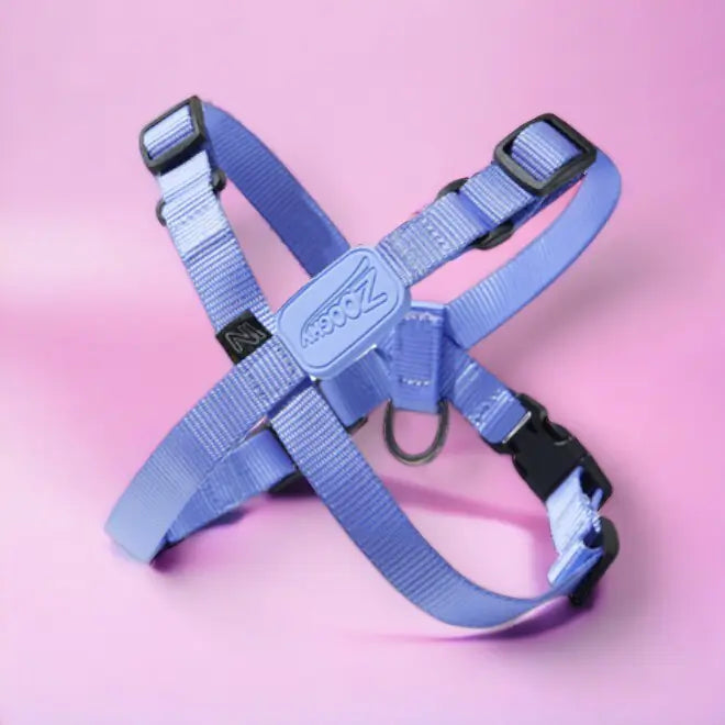 Peitoral Ajustável em X e Guia para Cães - Violeta - P