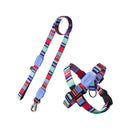 Peitoral em X e Guia para Cães Raios e Listras - Violeta - M