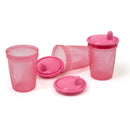 Kit com 3 Copos de Transição Rosa - Bico Rígido, Anti-Vazamento - Clingo