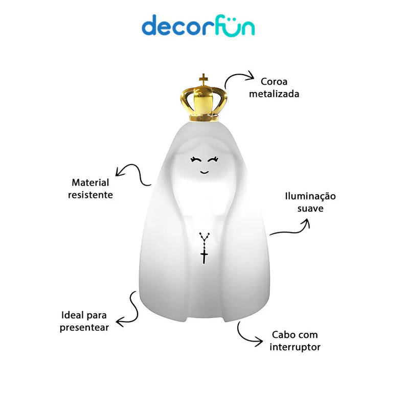 Luminária Nossa Senhora Decoração Oratório Luz Indireta Bivolt