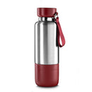 Garrafa em Inox Parede Dupla 500ml Com Copo e Porta Objetos - Vermelho