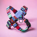 Peitoral em X e Guia para Cães Raios e Listras - Violeta - M