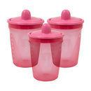 Kit com 3 Copos de Transição Rosa - Bico Rígido, Anti-Vazamento - Clingo