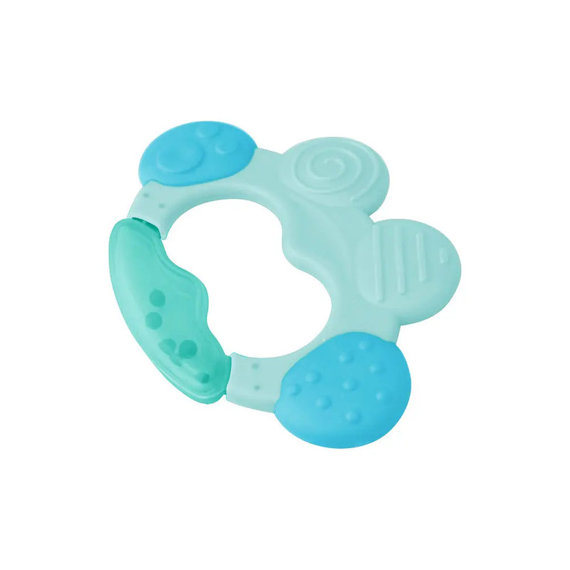Mordedor Chocalho Clingo Azul - Silicone, Livre de BPA, Texturizado