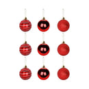 Kit 9 Bolinhas para Árvore de Natal Texturizadas -  Enfeite - Vermelhas