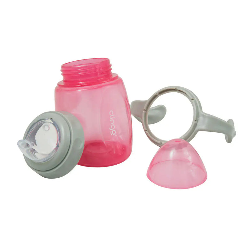 Copo de Transição com Alça - Bico de Silicone, Anti-Vazamento - Rosa - Clingo