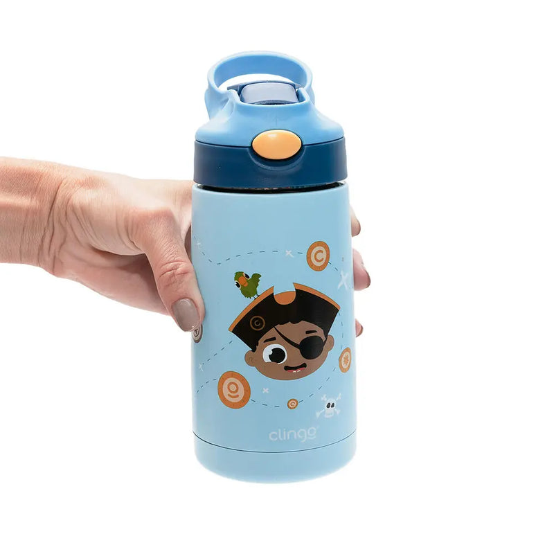 Garrafa Térmica Pirata 350ml Vácuo Isolante com Canudo Silicone - Clingo