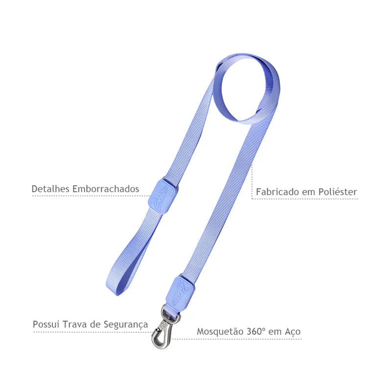 Peitoral Ajustável em X e Guia para Cães - Violeta - P