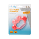 Mordedor Chocalho Clingo Rosa - Silicone, Livre de BPA, Texturizado