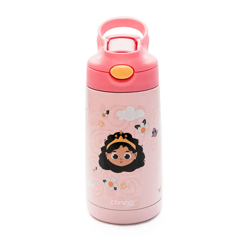 Garrafa Térmica Princesa 350ml Vácuo Isolante com Canudo Silicone - Clingo