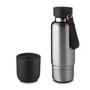 Garrafa em Inox Parede Dupla 500ml Com Copo e Porta Objetos - Preto