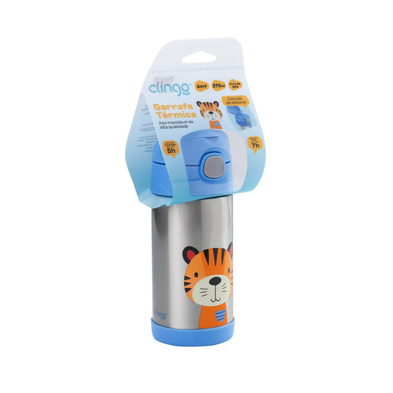 Garrafa Térmica Dupla Camada Vácuo Clingo Tigre - 5h Quente 7h Frio - Clingo