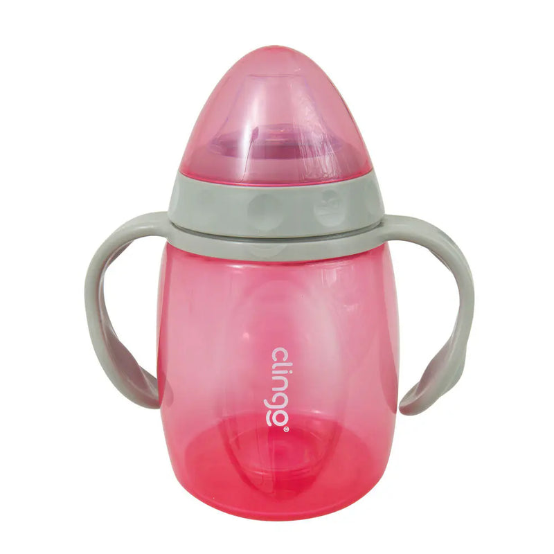 Copo de Transição com Alça - Bico de Silicone, Anti-Vazamento - Rosa - Clingo